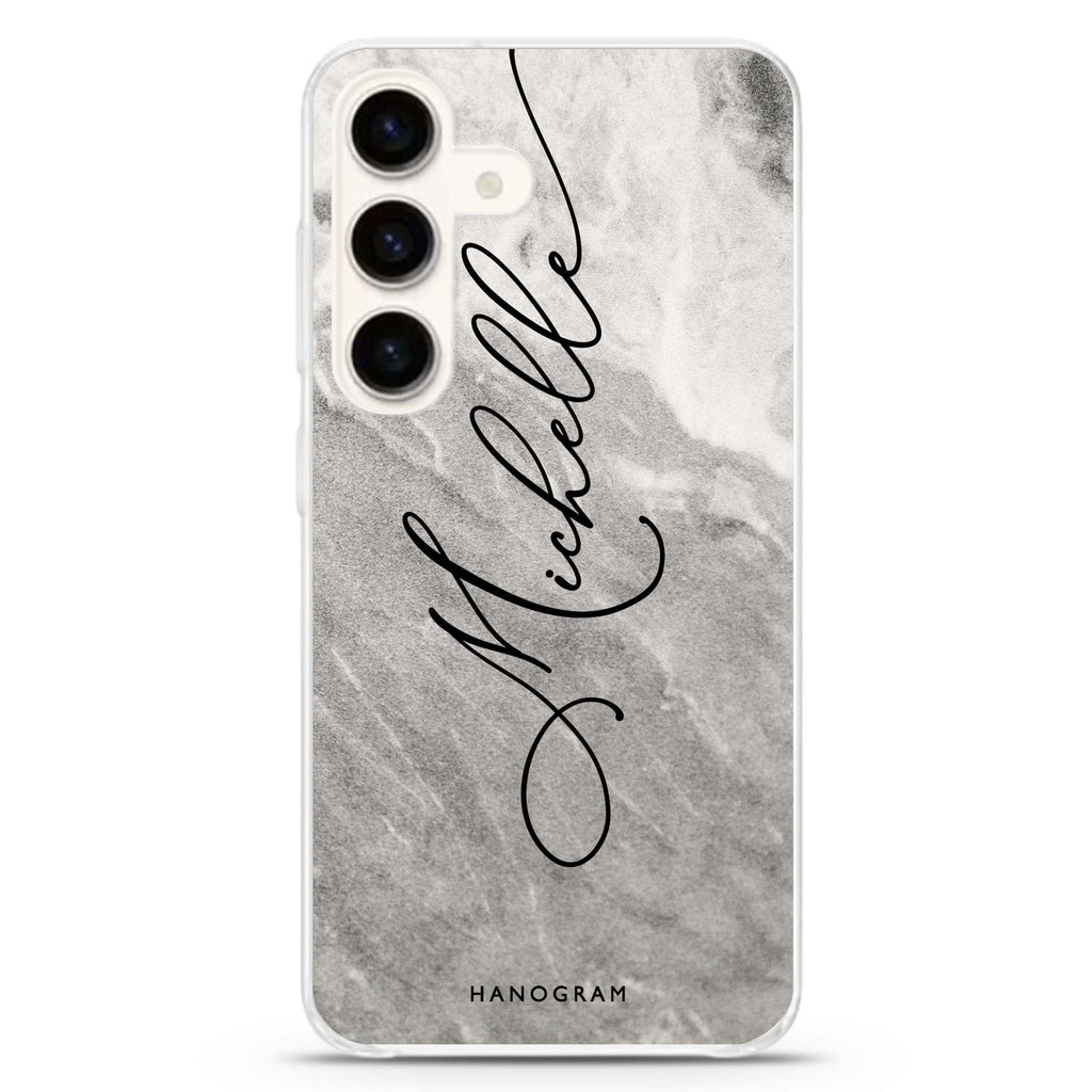 Cosmic Marble Samsung Galaxy S26/S25/S24 可加名字水晶透明保護殼正面展示