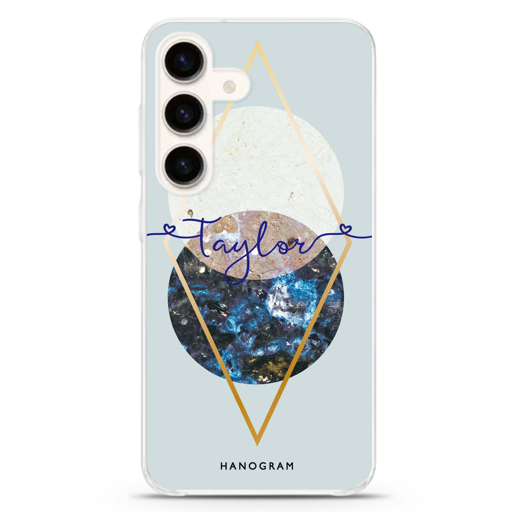 Marble Abstract I Samsung Galaxy S26/S25/S24 可加名字水晶透明保護殼正面展示
