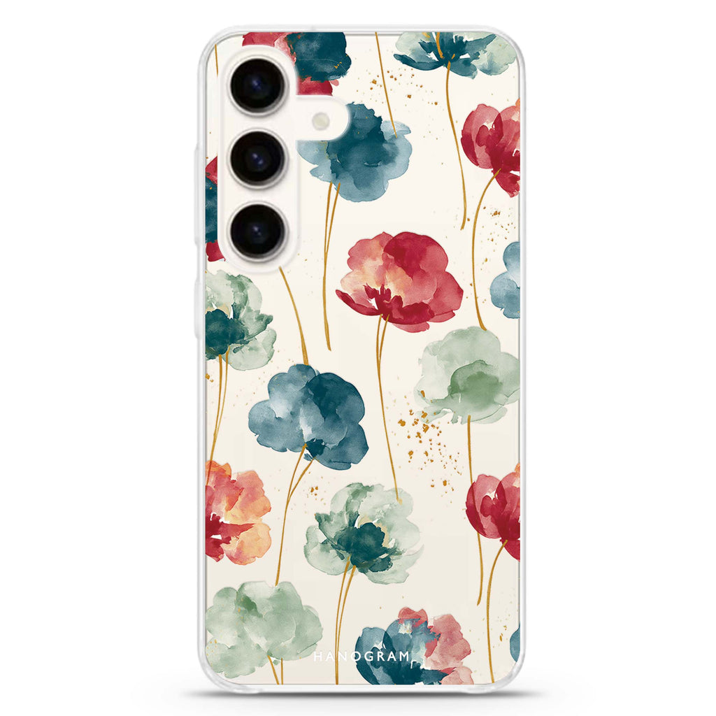 Jewel Petals on Golden Stems Samsung Galaxy 水晶透明保護殼
