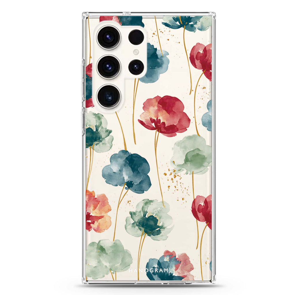Jewel Petals on Golden Stems Samsung Galaxy 水晶透明保護殼