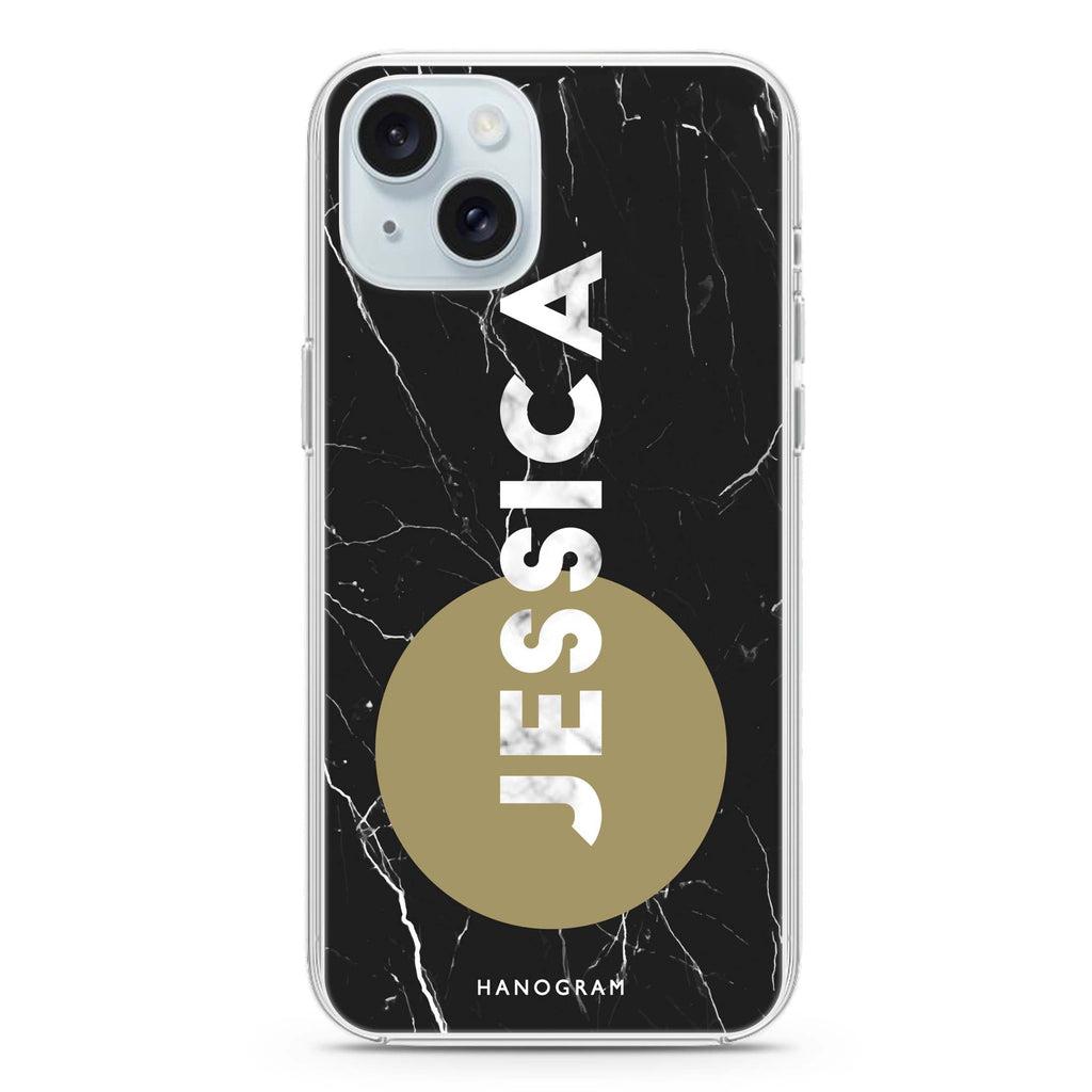 Black And Circle Marble iPhone 15 plus 水晶透明保護殼