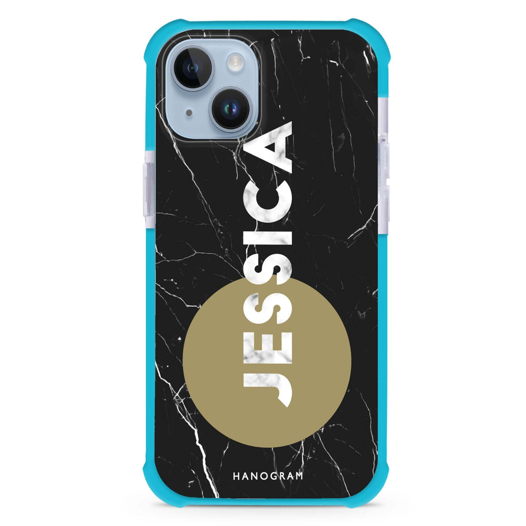 Black And Circle Marble iPhone 15 Plus Magsafe 兼容超強防摔保護殼