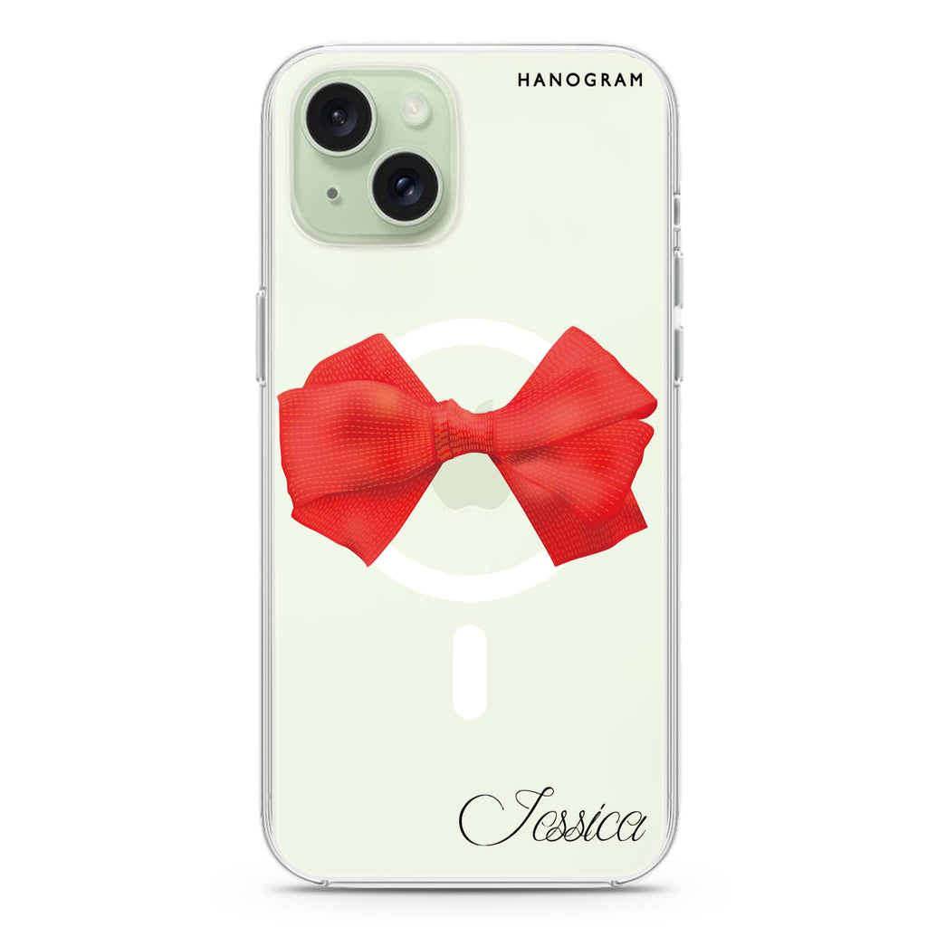 Red Bow iPhone 15 Magsafe 兼容水晶透明保護殼