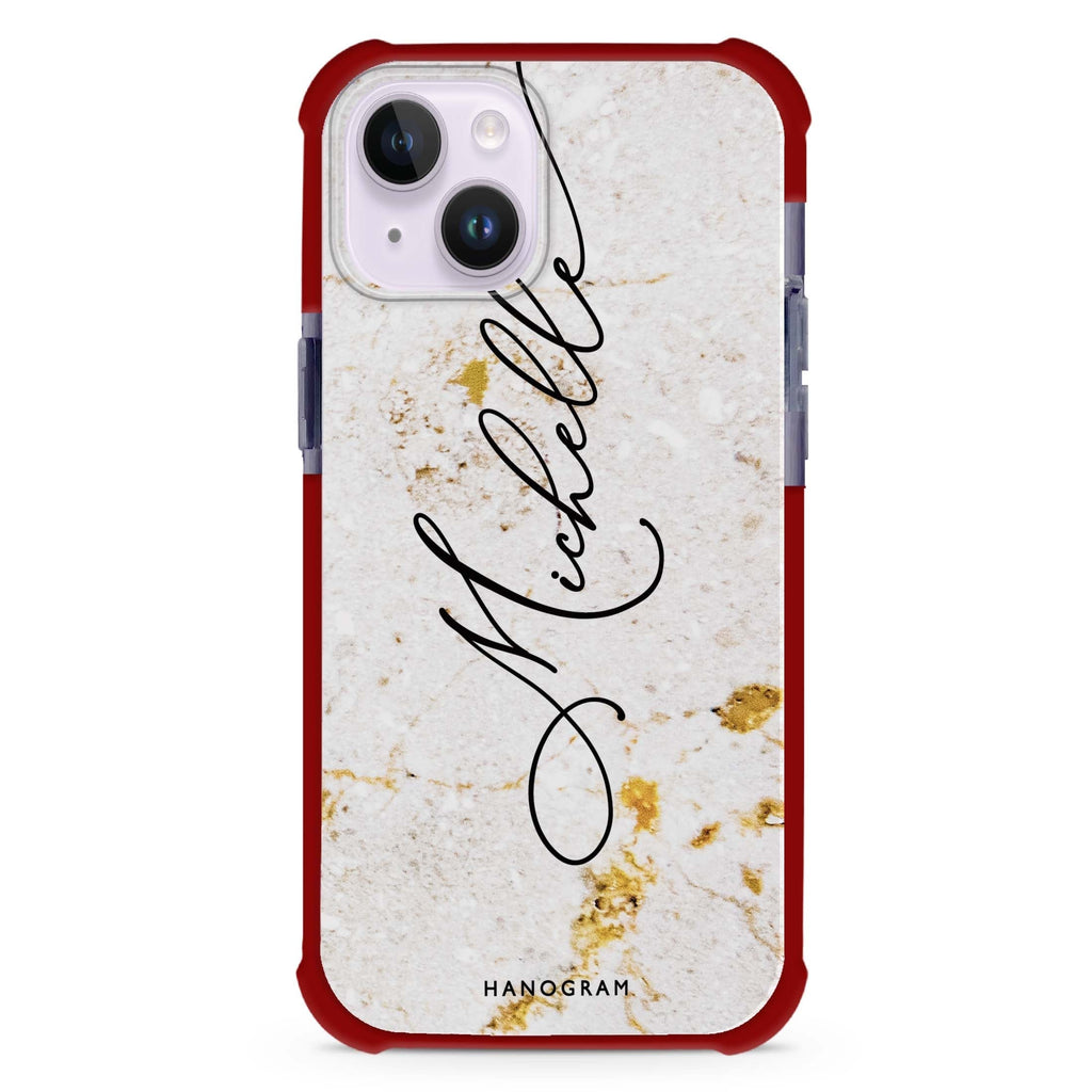 White And Gold Marble iPhone 15 Plus Magsafe 兼容超強防摔保護殼