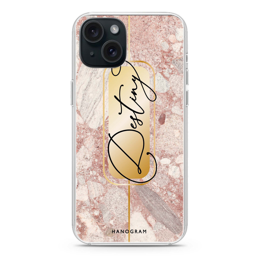 Golden Marble iPhone 15 Plus Magsafe 兼容水晶透明保護殼