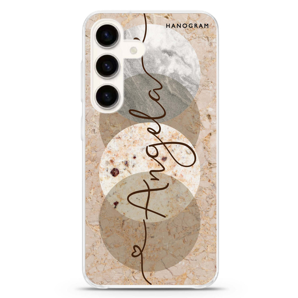 Artistic Marble I Samsung Galaxy S26/S25/S24 可加名字水晶透明保護殼正面展示
