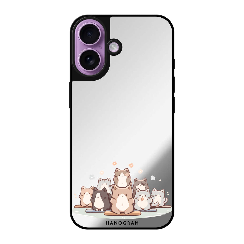 Reflective iPhone 16 Mirror Case –Zen Cat Calm Design