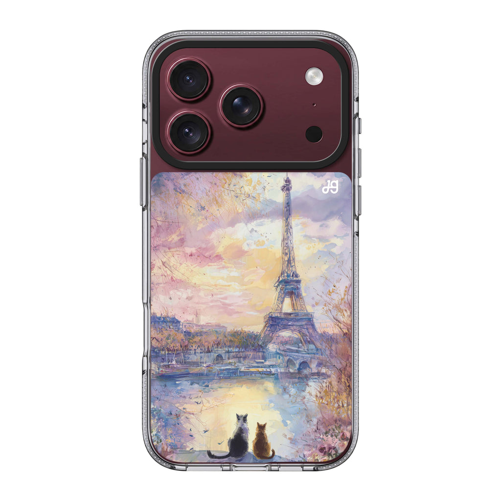 Paris Sunset Cats 水晶透明保護殼