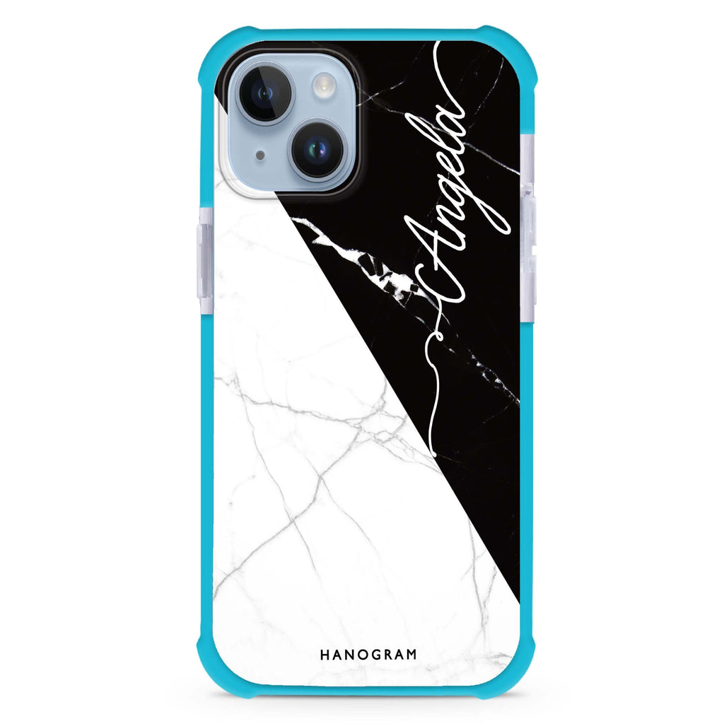 Black And White Marble iPhone 15 Plus Magsafe 兼容超強防摔保護殼