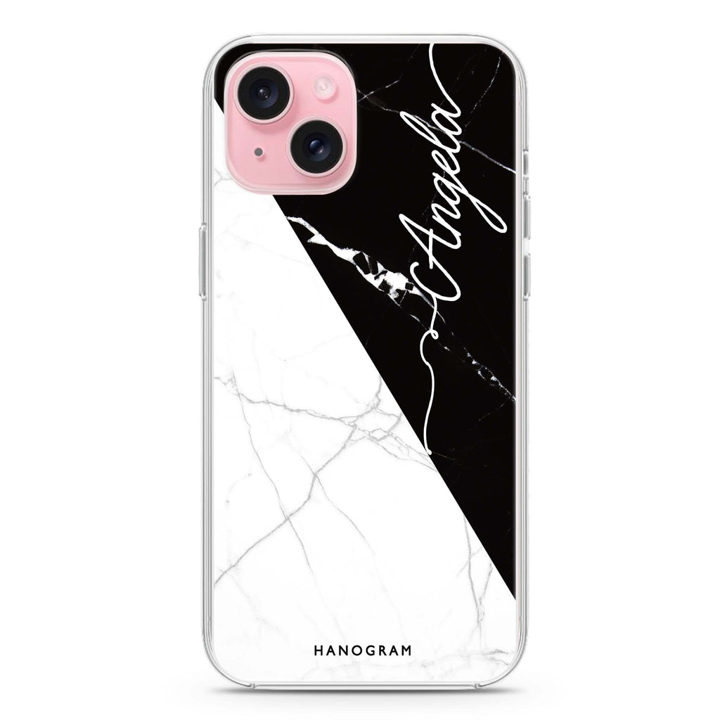 Black And White Marble iPhone 15 plus 水晶透明保護殼