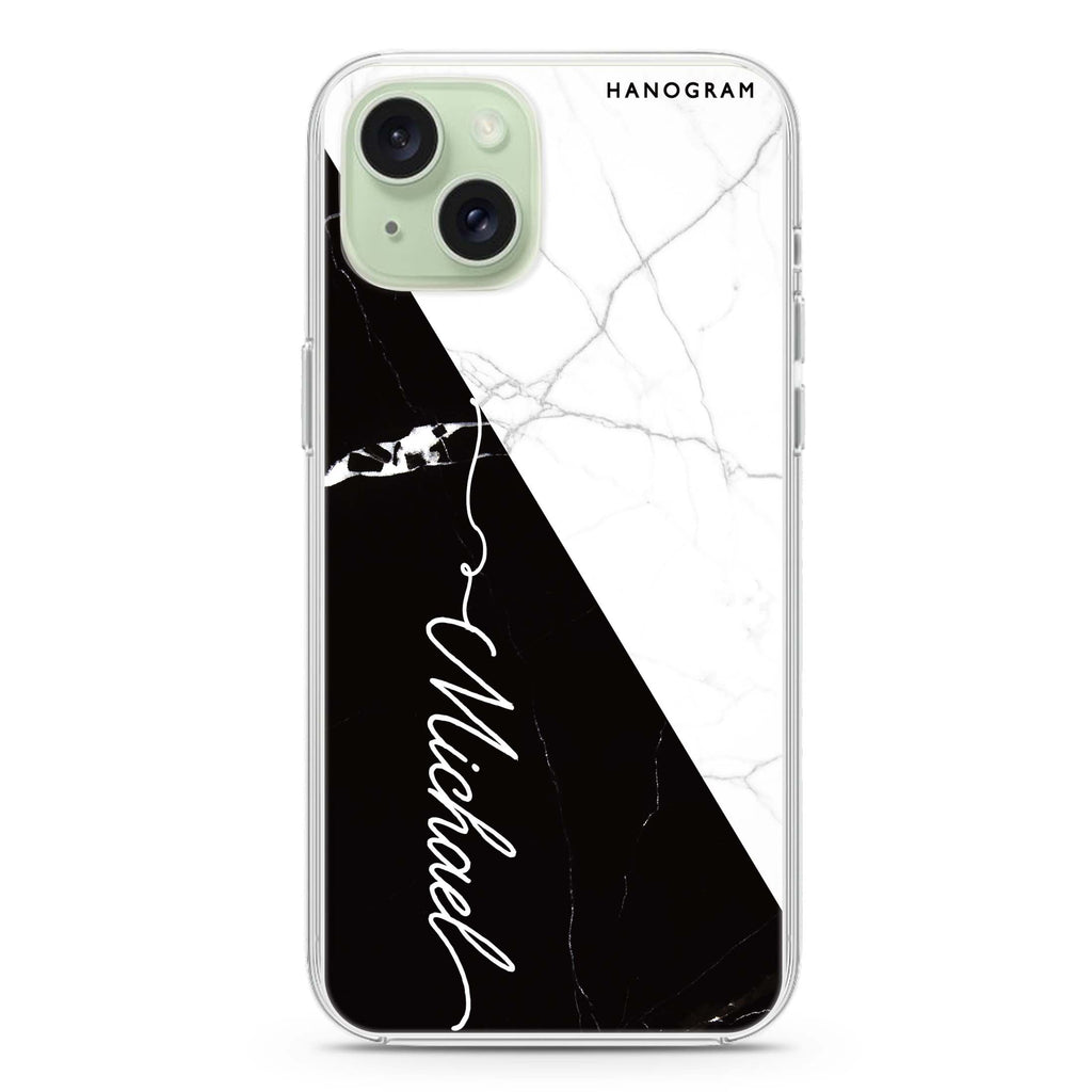 White And Black Marble iPhone 15 水晶透明保護殼