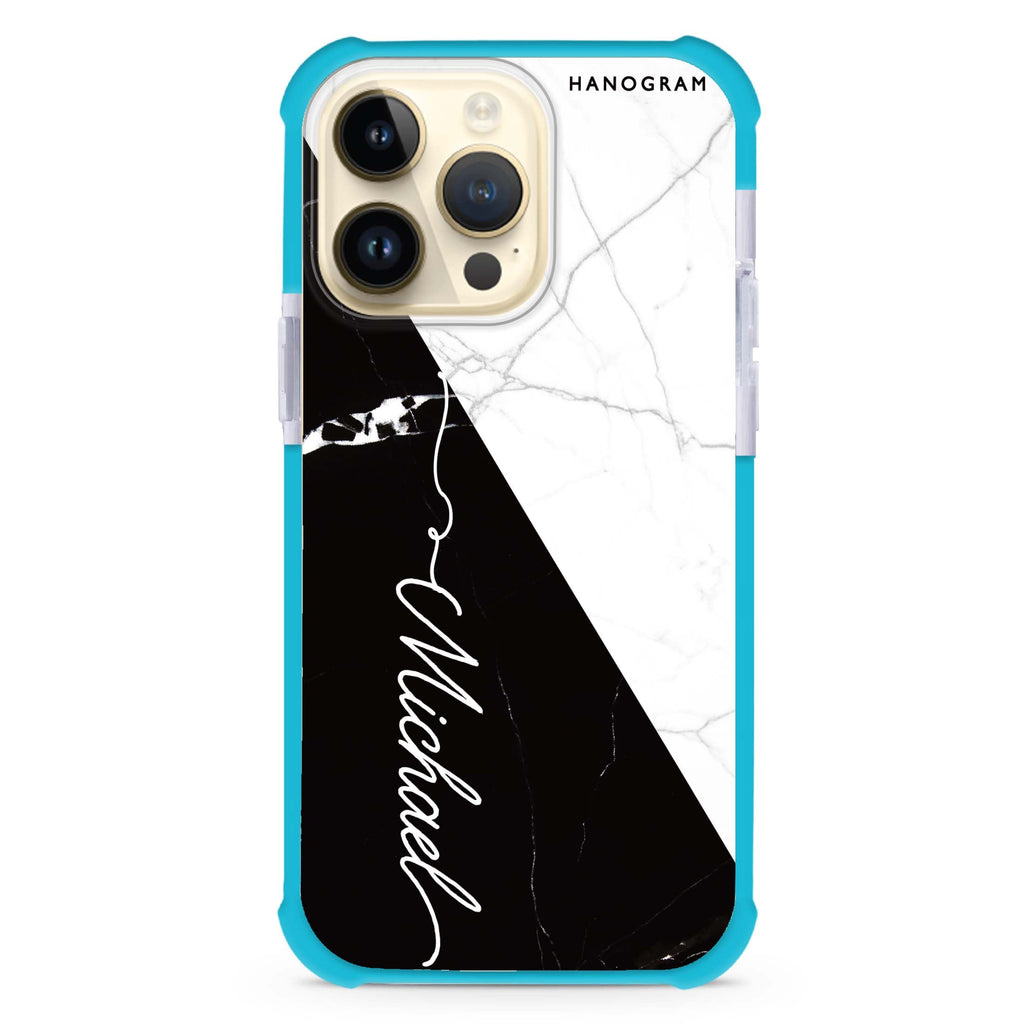 White And Black Marble iPhone Magsafe 兼容超強防摔保護殼