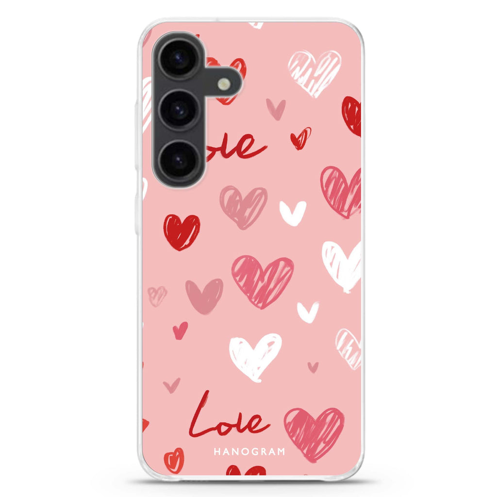 Love Grid Samsung Galaxy S26/S25/S24 水晶透明保護殼正面展示