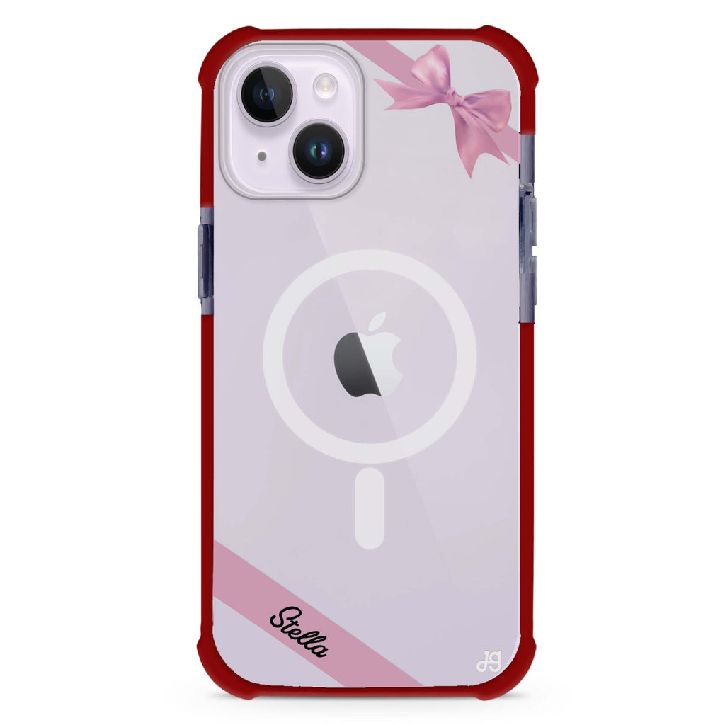Pink Bow iPhone 15 Plus Magsafe 兼容超強防摔保護殼