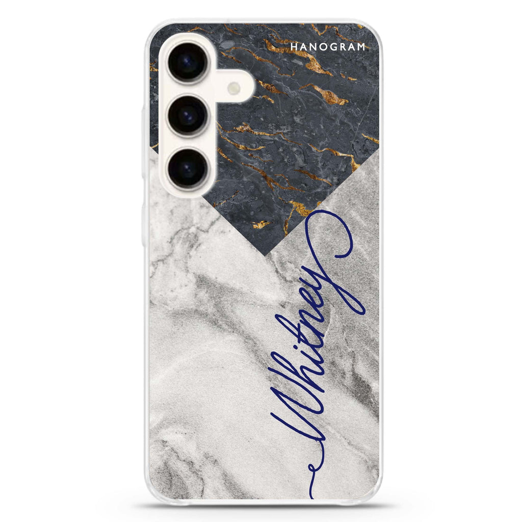 Mix Marble Samsung Galaxy S26/S25/S24 可加名字水晶透明保護殼正面展示