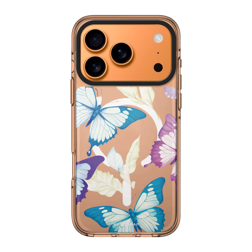 Beautiful Butterfly iPhone 17 Pro Max MagSafe 水晶透明保護殼 蝴蝶圖案設計 圖1