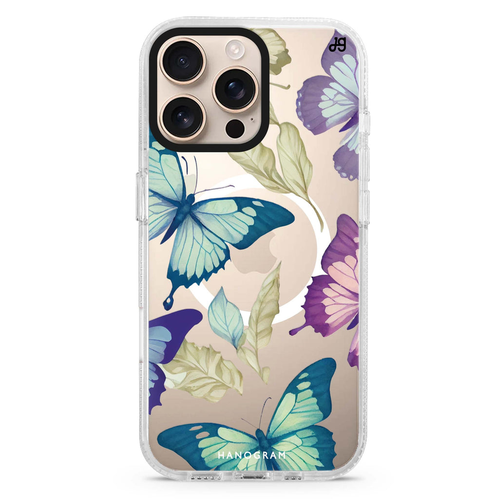 Beautiful Butterfly Magsafe 兼容水晶透明保護殼