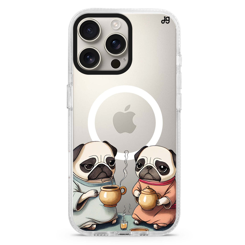 Pug Tea Time Magsafe 兼容水晶透明保護殼