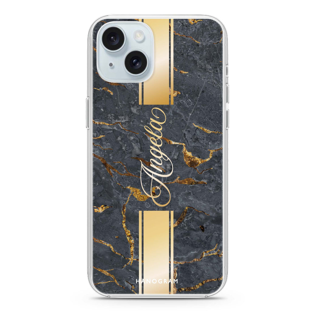 Luxury Gold Marble iPhone 15 Magsafe 兼容水晶透明保護殼