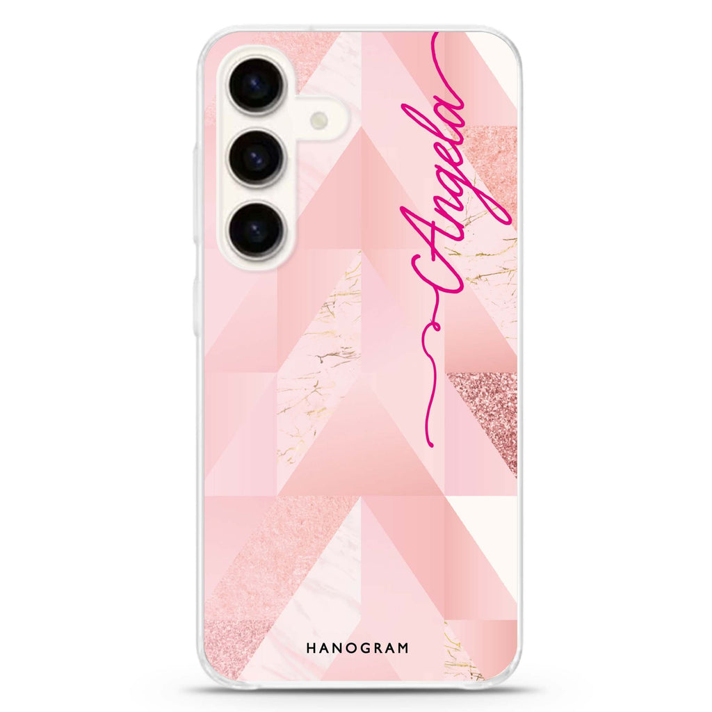Marble Abstract IV Samsung Galaxy S26/S25/S24 可加名字水晶透明保護殼正面展示