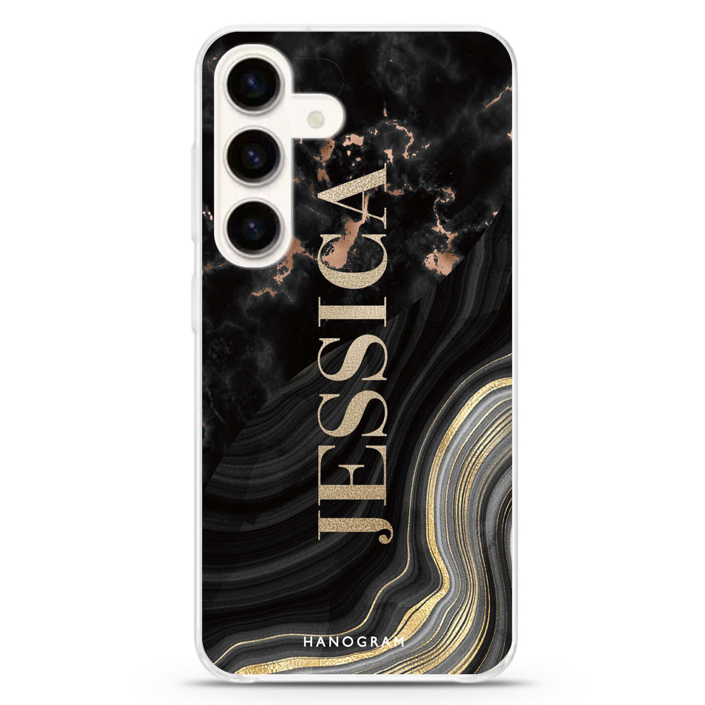 Sumptuous Marble Samsung Galaxy S26/S25/S24 可加名字水晶透明保護殼正面展示