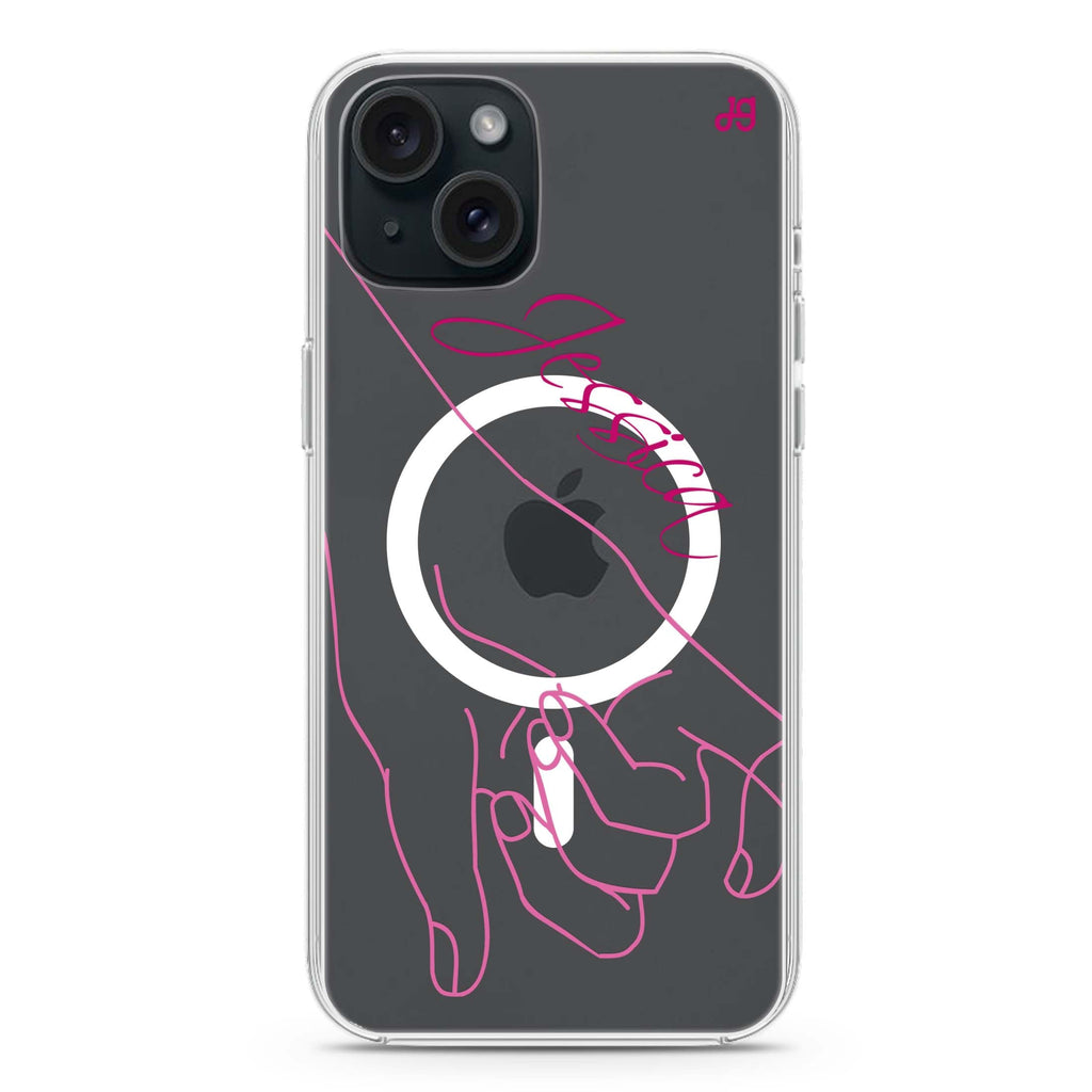 Left Hand Pinky Bump iPhone 15 Magsafe 兼容水晶透明保護殼