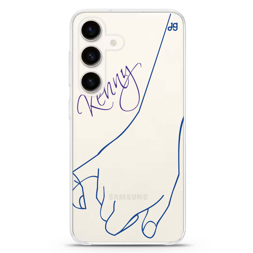 Right Hand Pinky Bump Samsung Galaxy S26/S25/S24 可加名字水晶透明保護殼正面展示
