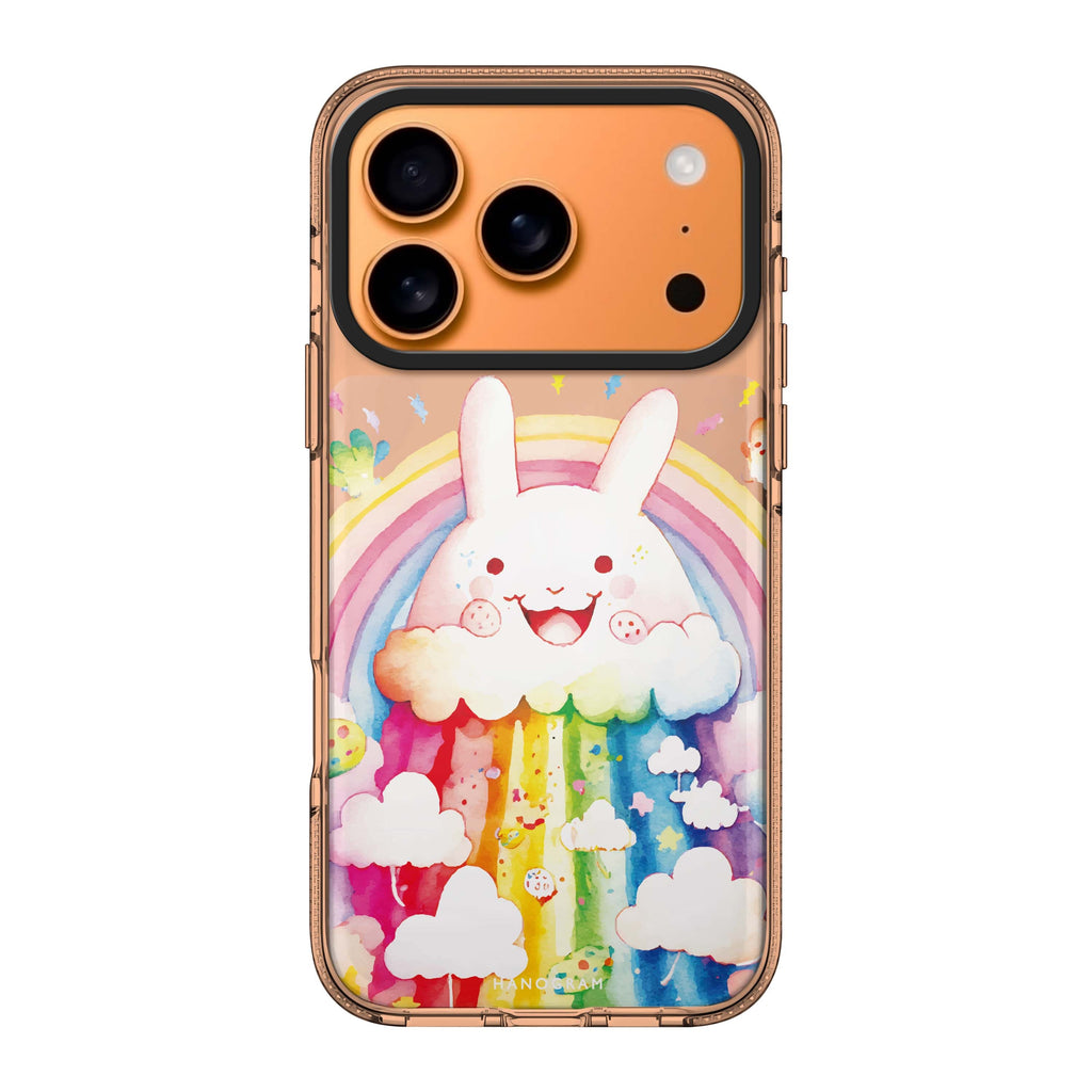 Rainbow Bunny iPhone 17 Pro Max MagSafe 水晶透明保護殼 兔子圖案設計 圖1