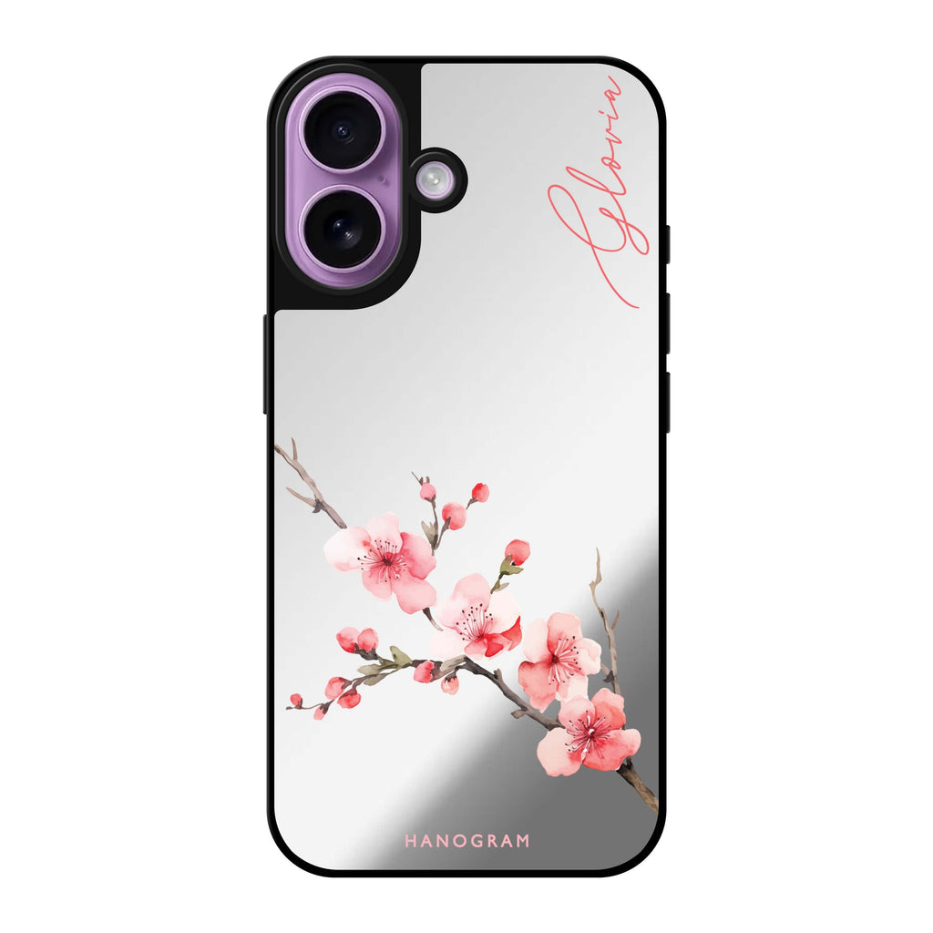 Reflective iPhone 16 Mirror Case –Cherry Bliss Design