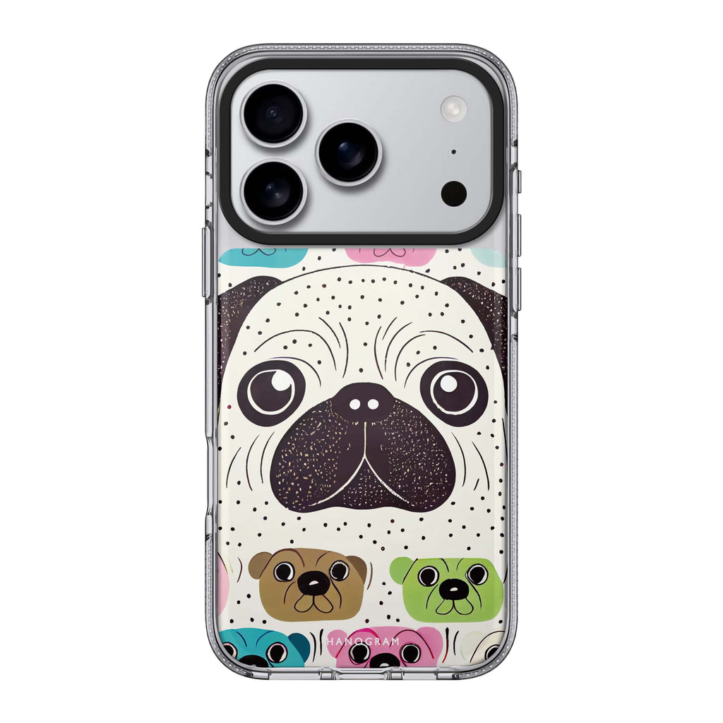 Pug Face iPhone 17 Pro Max MagSafe 水晶透明保護殼 狗狗圖案設計 圖1