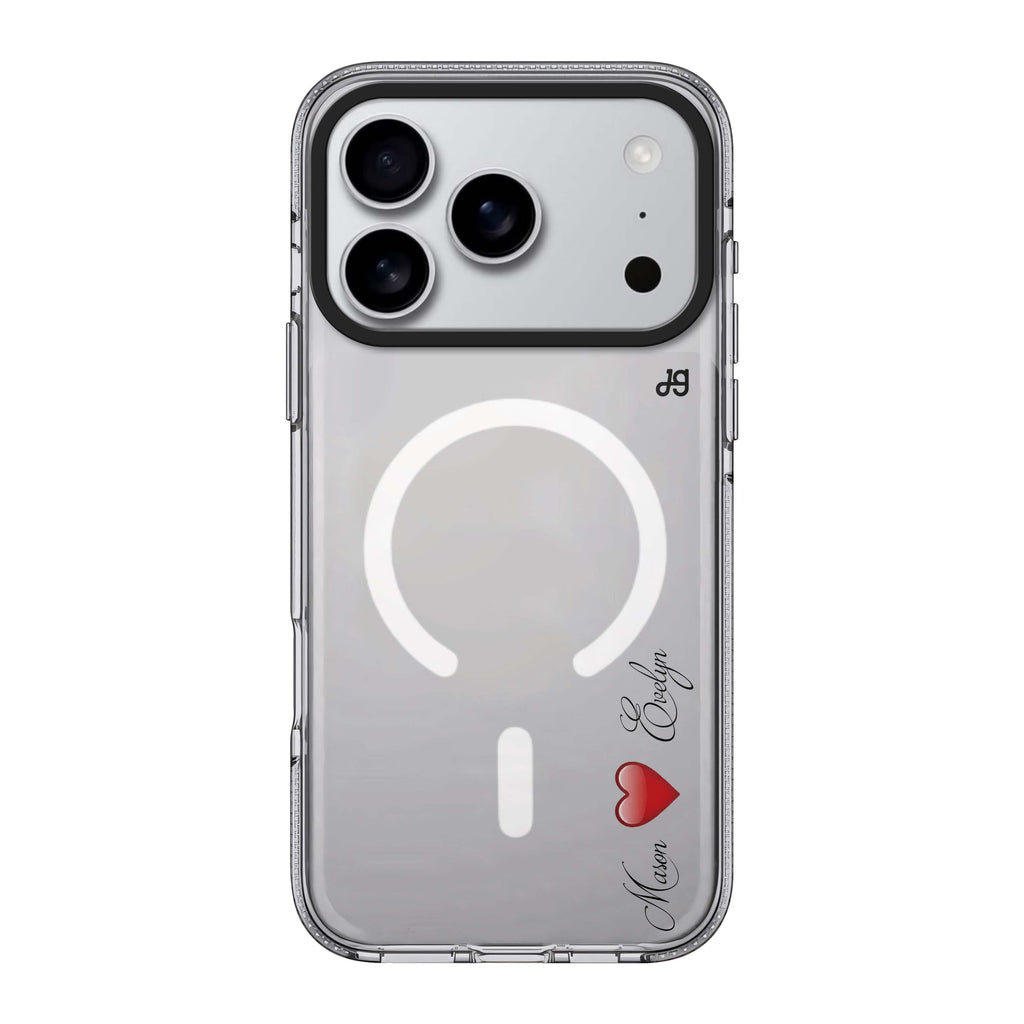 You & Me iPhone 17 Pro Max MagSafe 水晶透明保護殼 文字設計設計 可自訂雙名字及字色 圖1