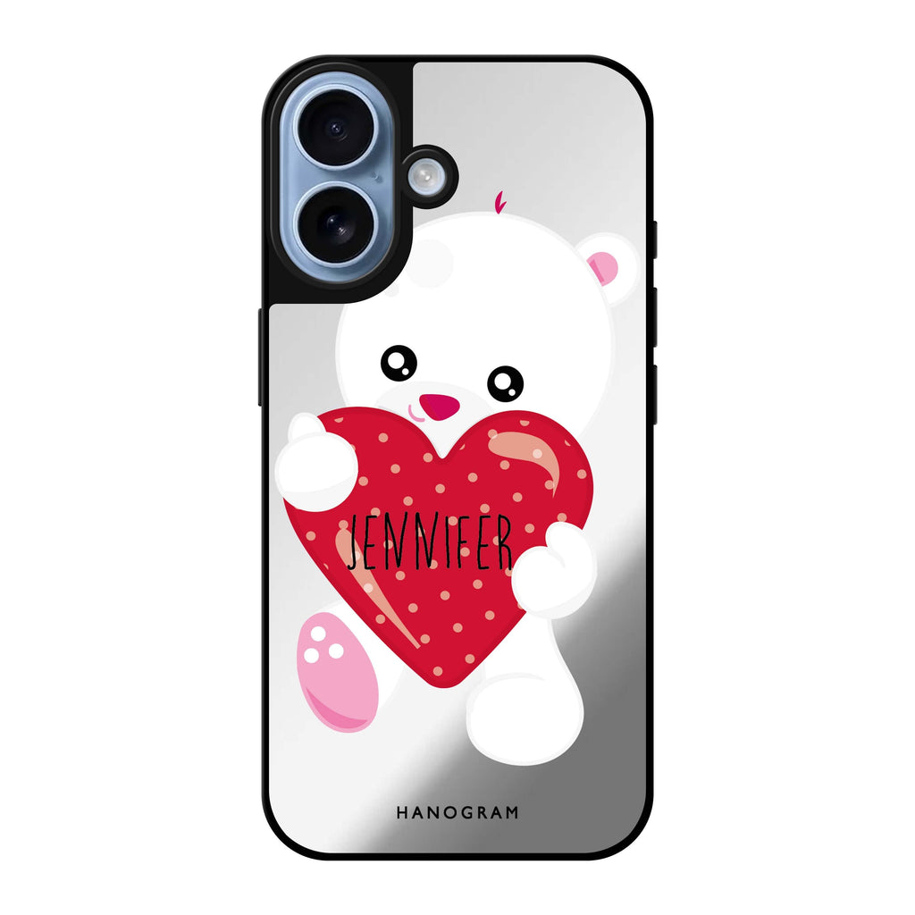 Reflective iPhone 16 Mirror Case –Lovely Bear Design