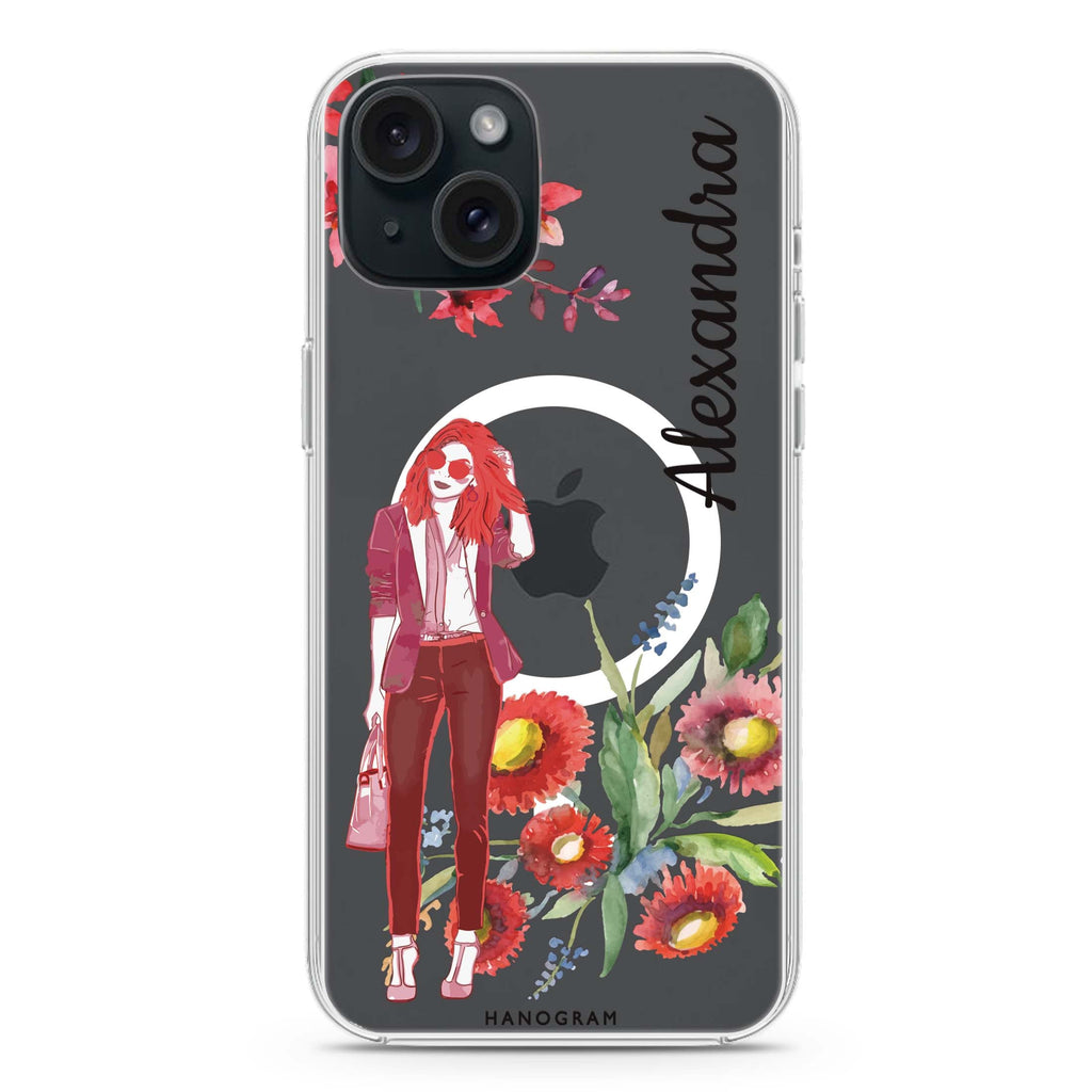 Flower Fashion II iPhone 15 Plus Magsafe 兼容水晶透明保護殼
