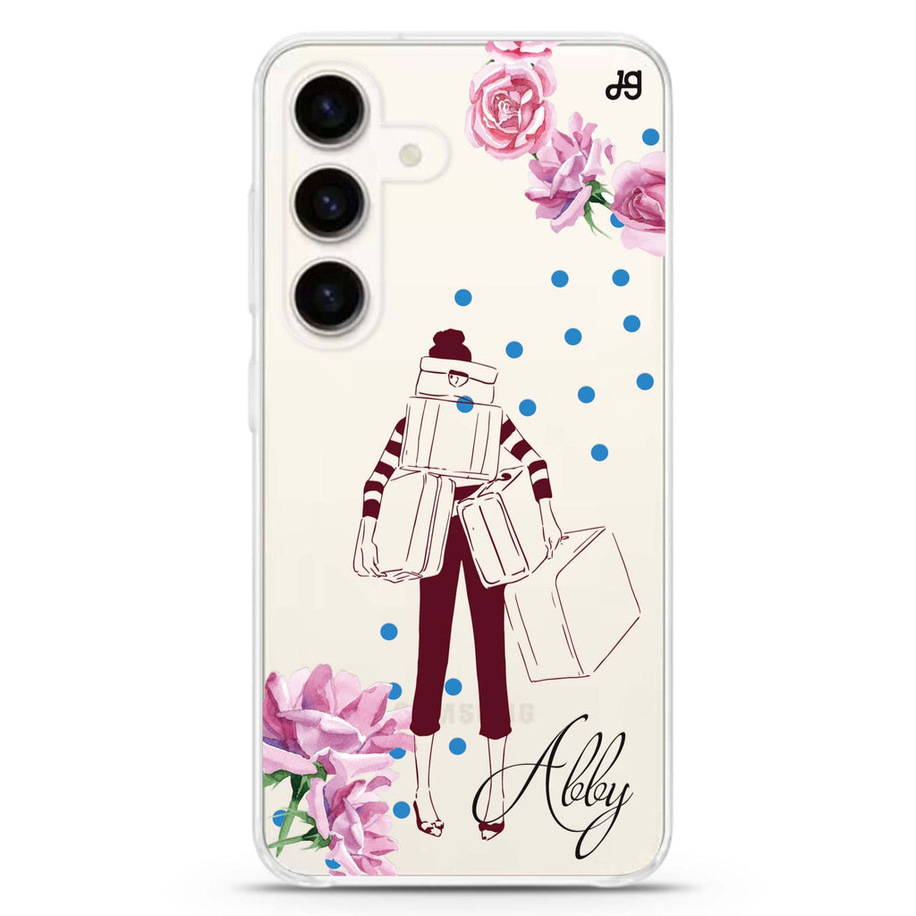 The Florist Apprentice Samsung Galaxy S26/S25/S24 可加名字水晶透明保護殼正面展示
