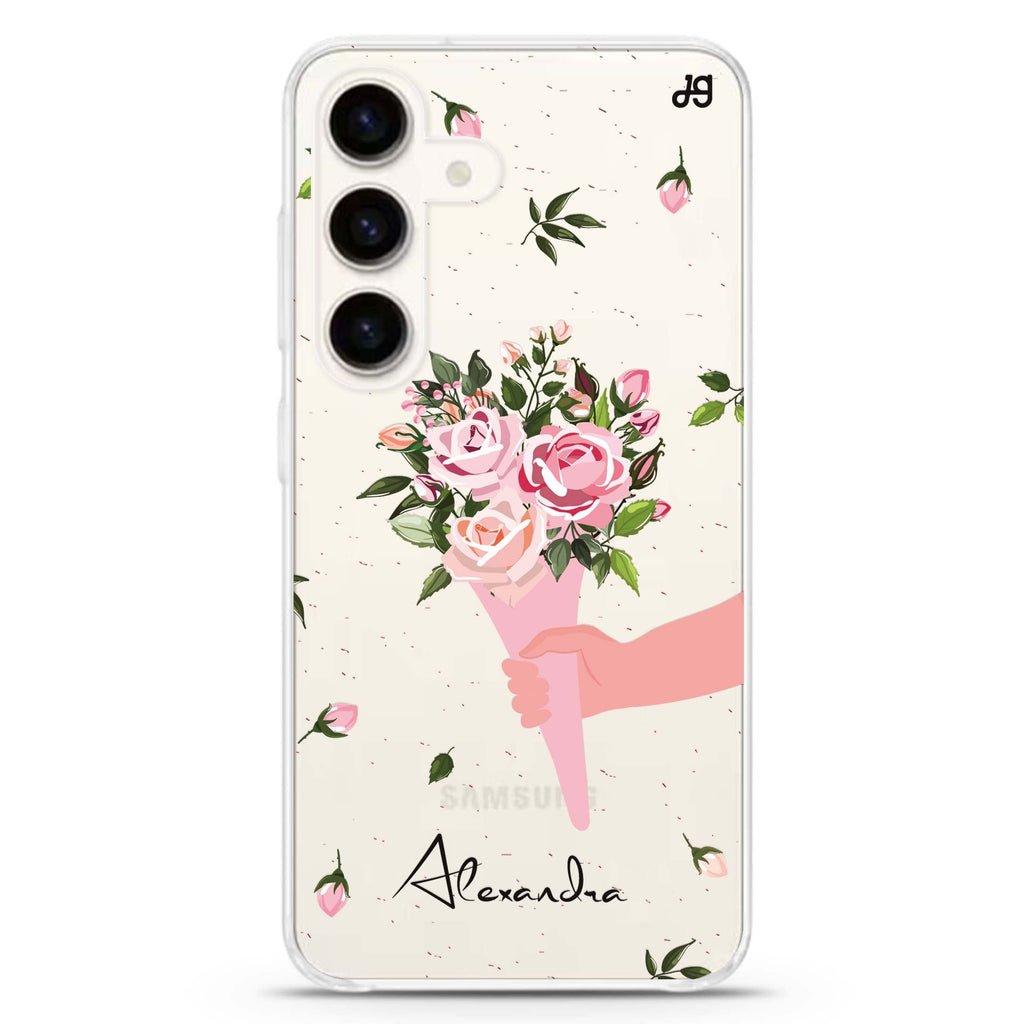 Bouquet To The One Samsung Galaxy S26/S25/S24 可加名字水晶透明保護殼正面展示