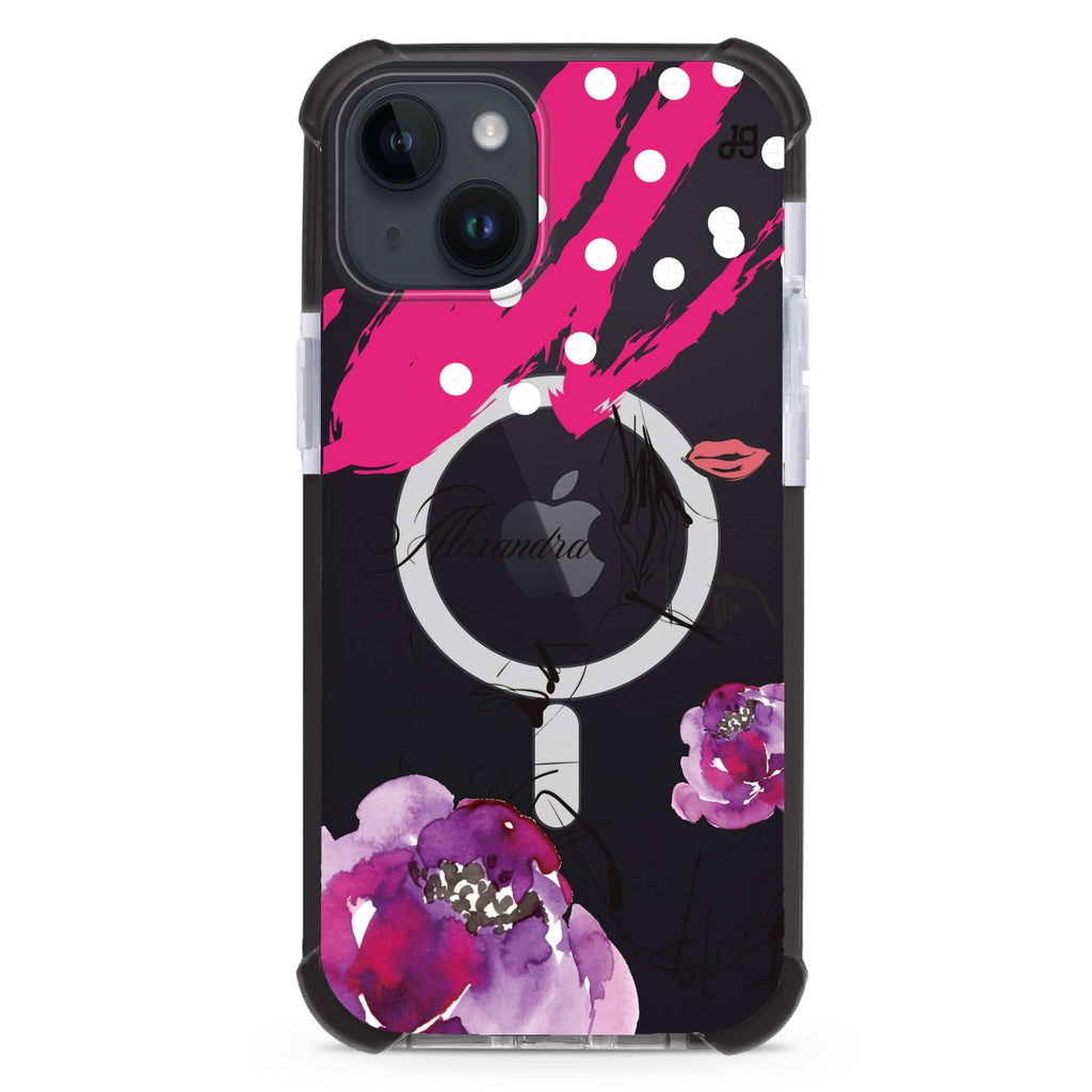 Floral Makeup iPhone 15 Plus Magsafe 兼容超強防摔保護殼