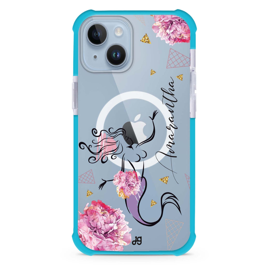 Mermaid With Flower iPhone 15 Plus Magsafe 兼容超強防摔保護殼