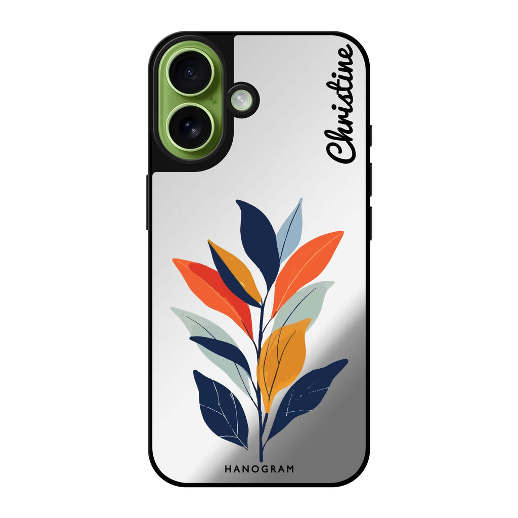 Reflective iPhone 16 Mirror Case –Flora Flat Design