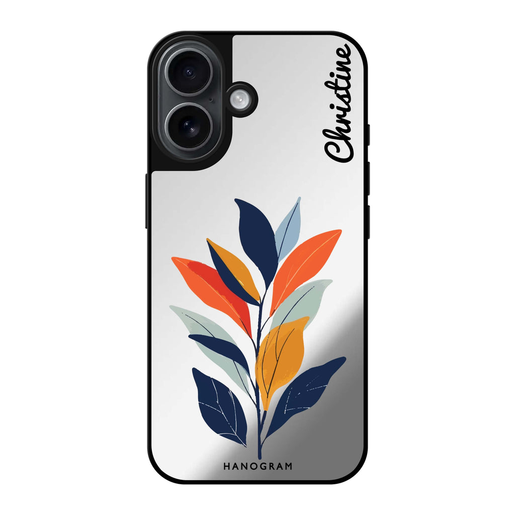 Reflective iPhone 16 Mirror Case –Flora Flat Design