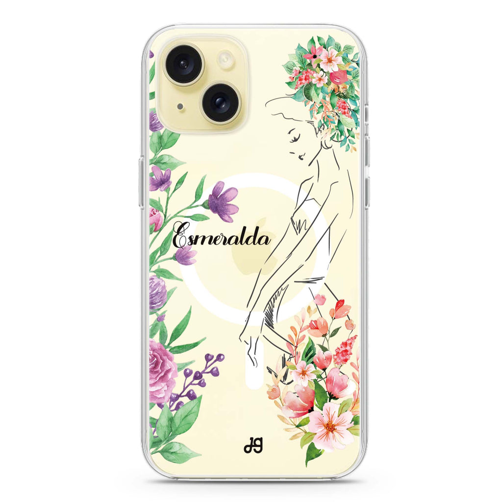 Floral Bride I iPhone 15 Magsafe 兼容水晶透明保護殼