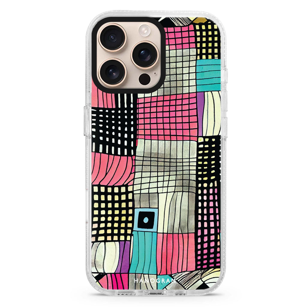 Abstract Checked Pattern Magsafe 兼容水晶透明保護殼