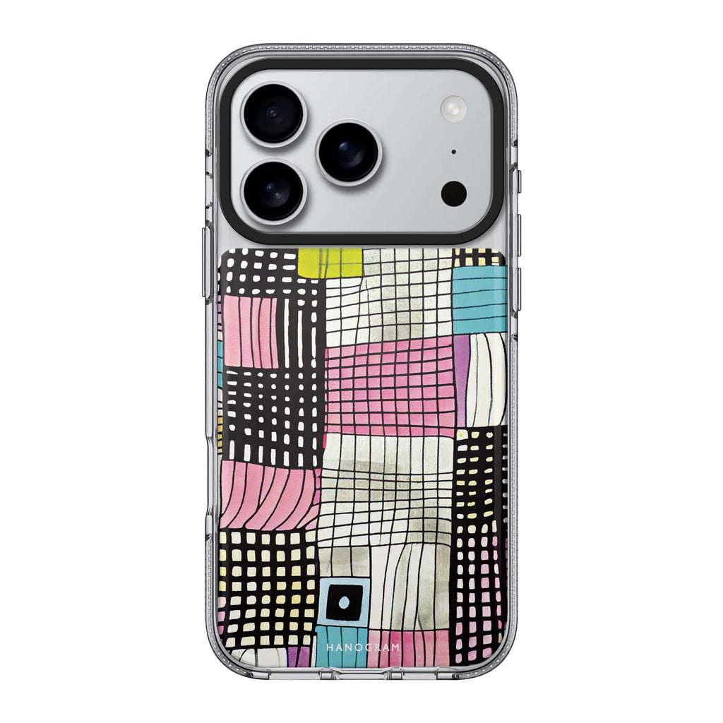 Abstract Checked Pattern iPhone 17 Pro Max MagSafe 水晶透明保護殼 抽象圖案設計 圖1