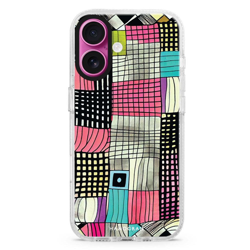Abstract Checked Pattern Magsafe 兼容水晶透明保護殼