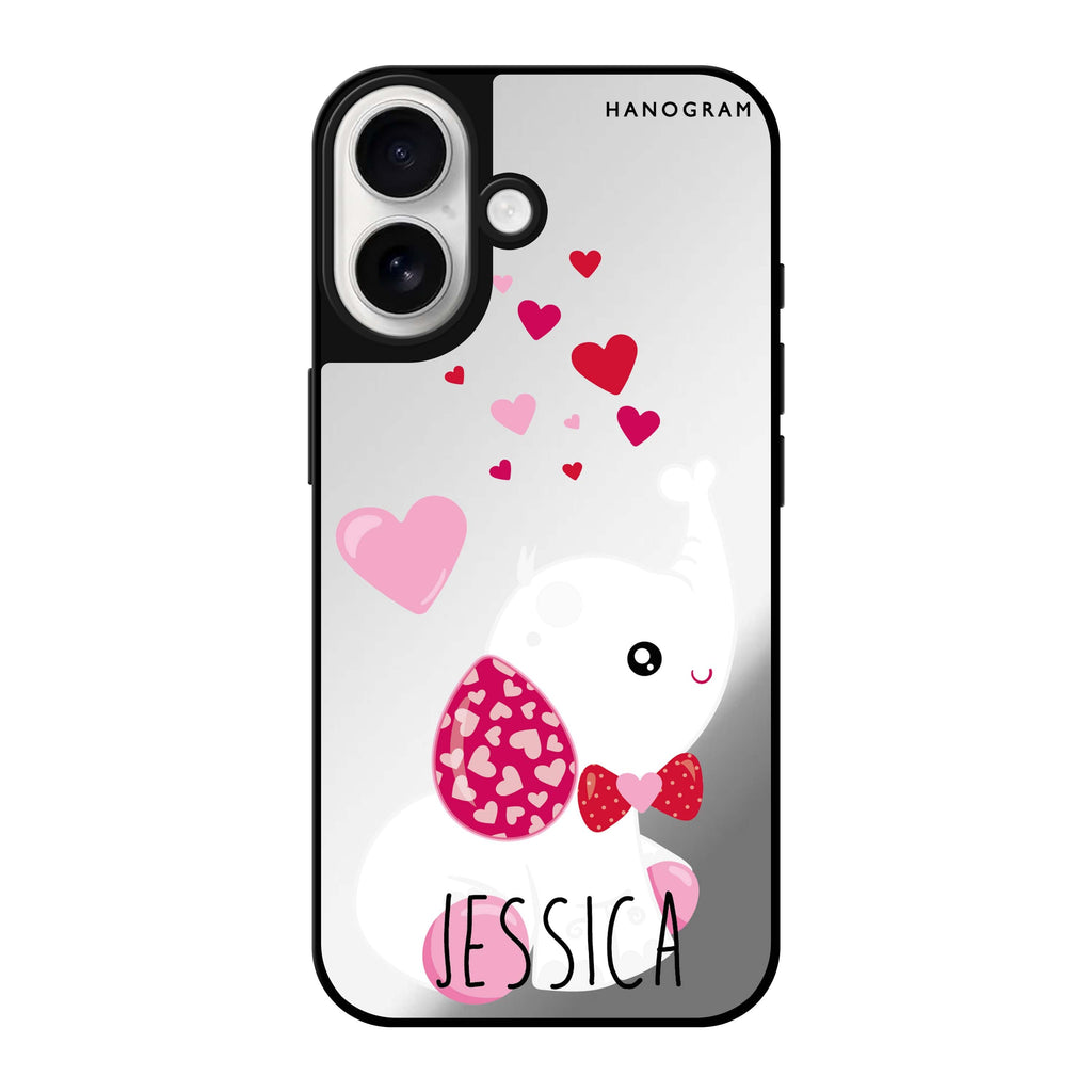 Reflective iPhone 16 Mirror Case –Lovely Elephant Design