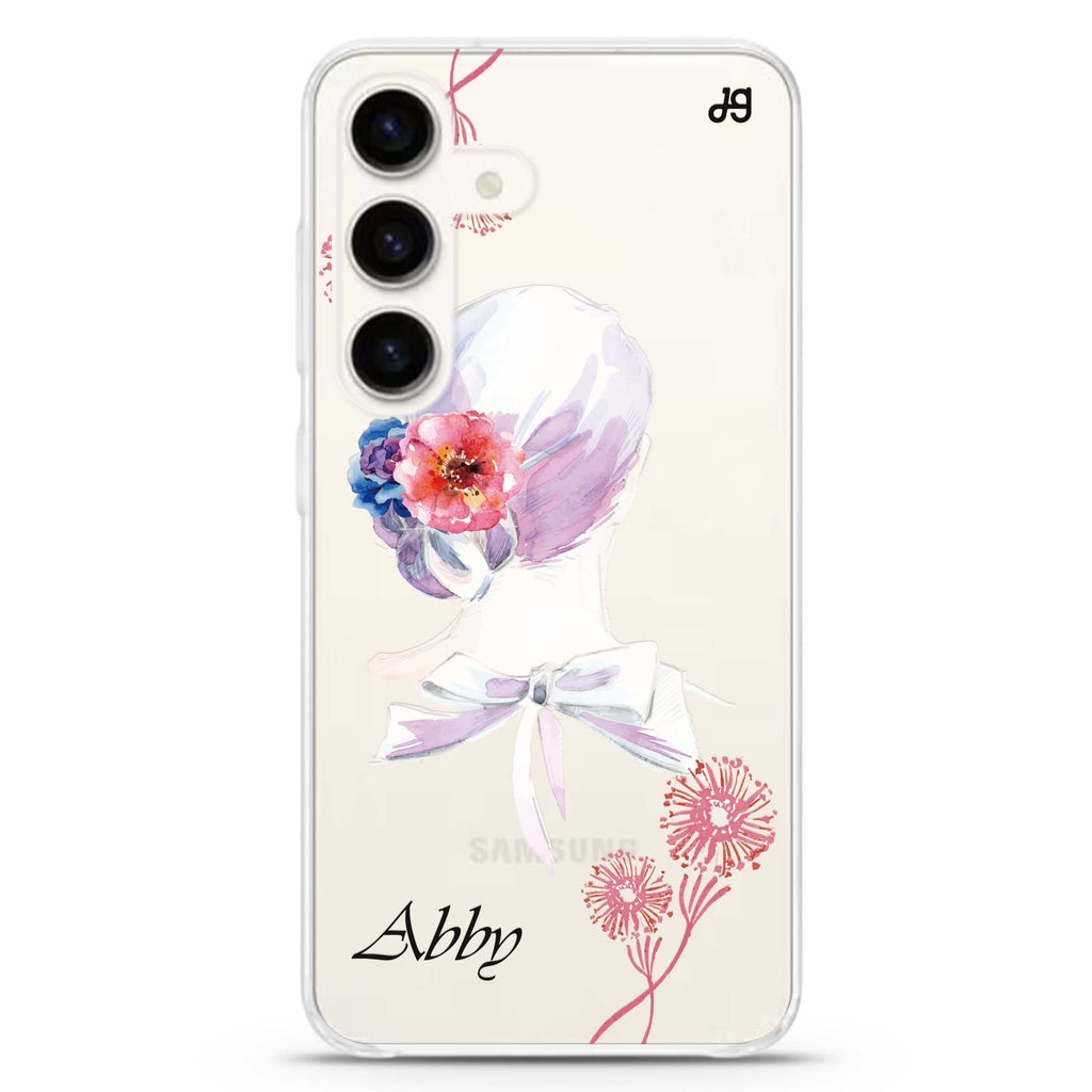 Floral Bride II Samsung Galaxy S26/S25/S24 可加名字水晶透明保護殼正面展示