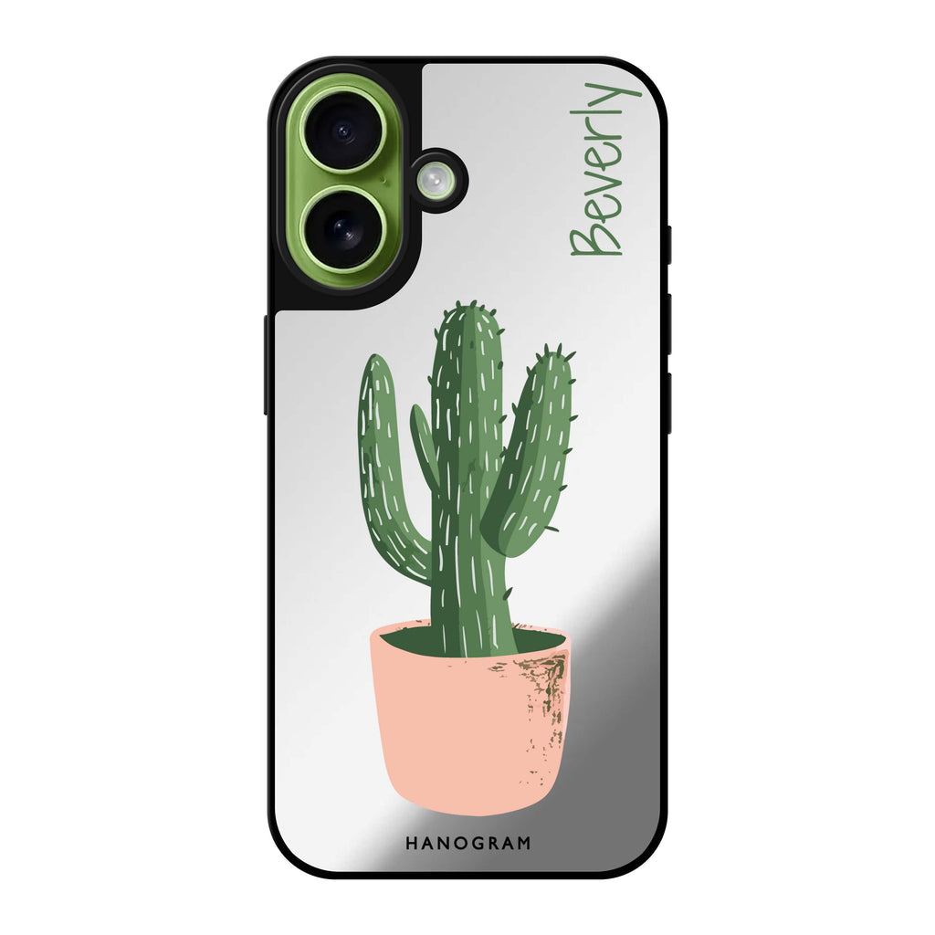 Reflective iPhone 16 Mirror Case –Cacti Delight Design