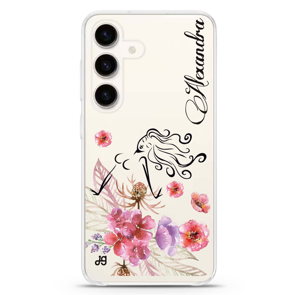 Floral Fairy I Samsung Galaxy S26/S25/S24 可加名字水晶透明保護殼正面展示