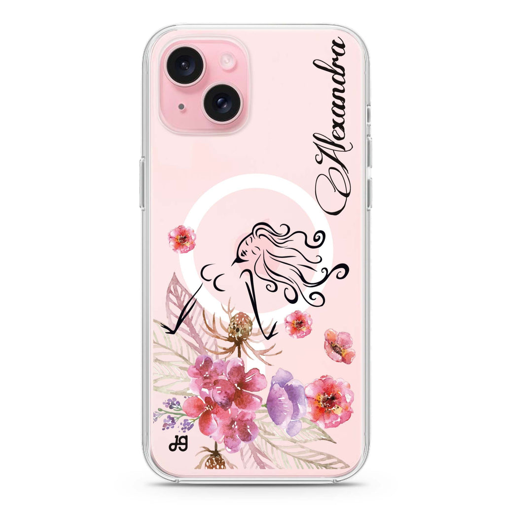 Floral Fairy I iPhone 15 Plus Magsafe 兼容水晶透明保護殼
