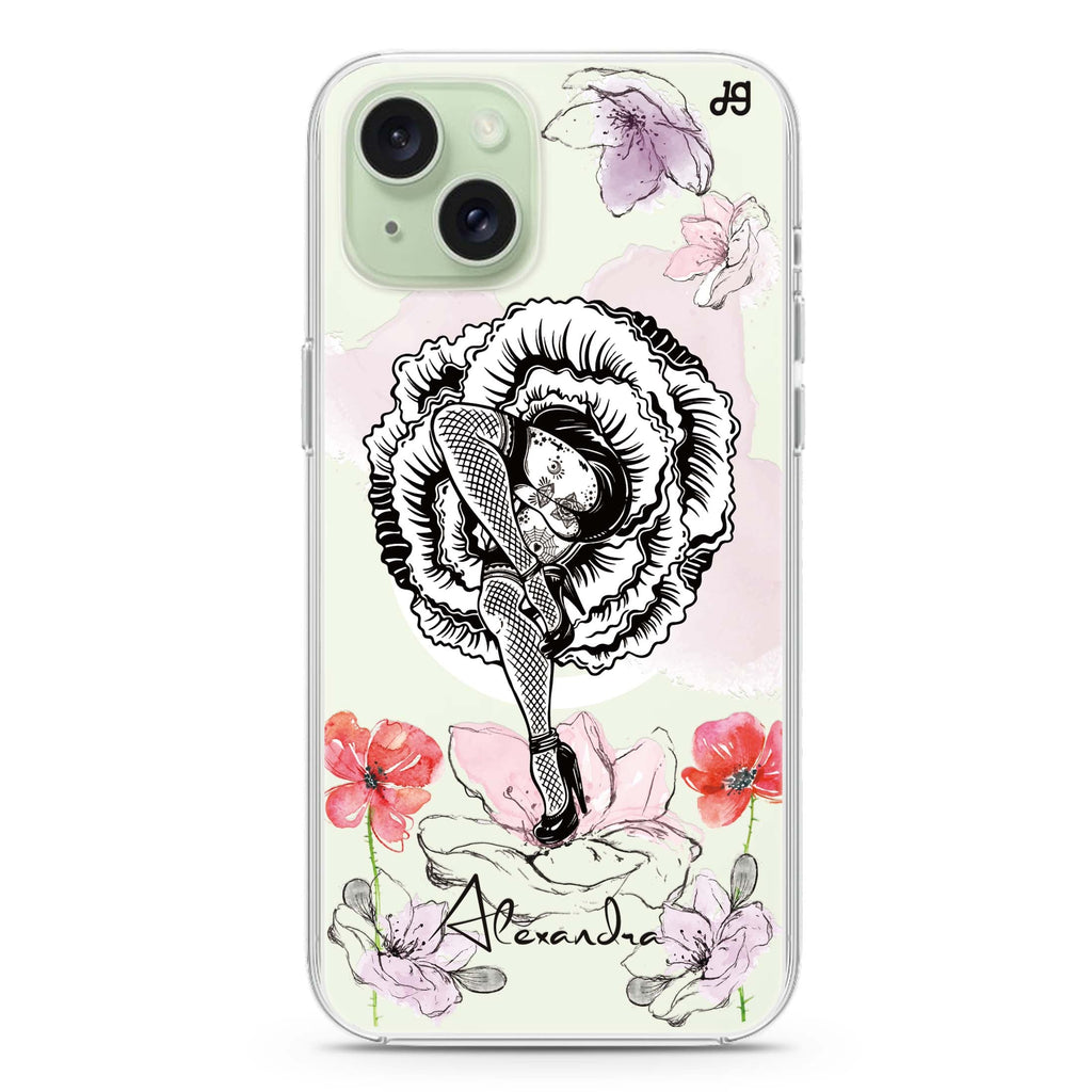 Dancing Flora iPhone 15 Plus Magsafe 兼容水晶透明保護殼