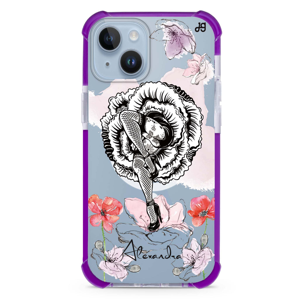 Dancing Flora iPhone 15 Plus Magsafe 兼容超強防摔保護殼